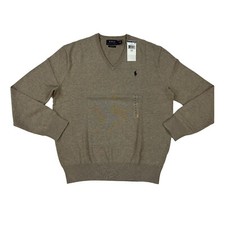 Polo Ralph Lauren Long Sleeve Pima V-Neck Sweater - Tan Brown - Size: Medium