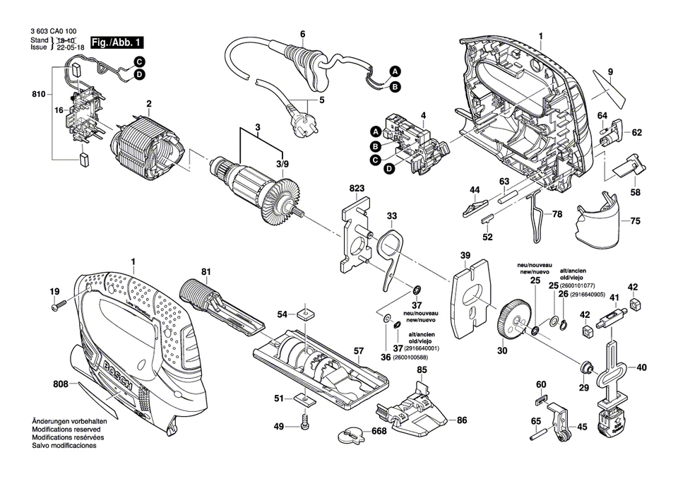 Bosch Ersatzteile für PST 800 PEL Stichsäge - Bild 1 von 1