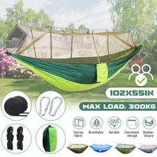 Portable Double 2 Person Camping Hammock Tent W/ Mosquito Net Awning Rain Tarp