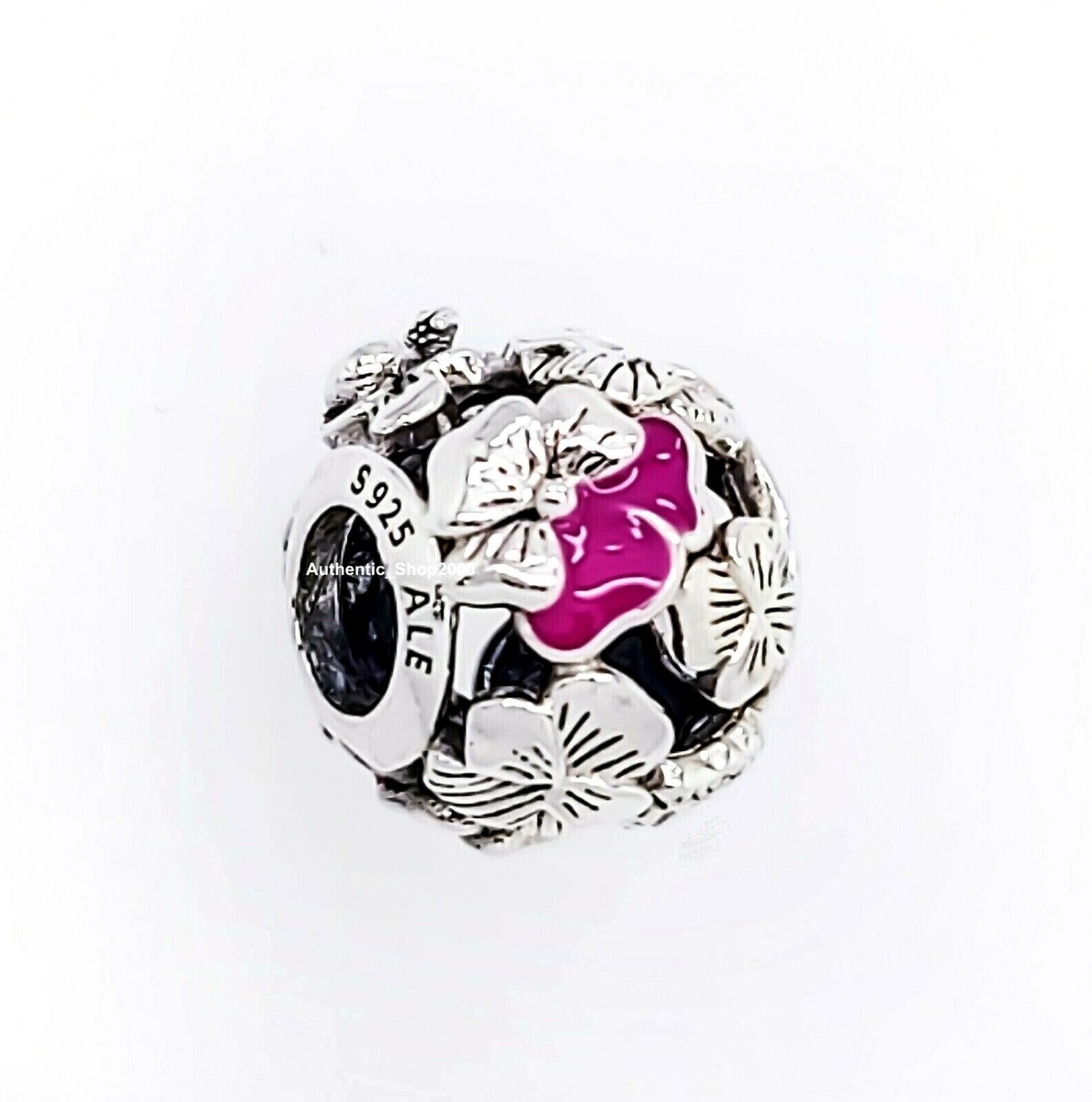 New 100% Authentic PANDORA 925 Silver Pink Pansy Flower