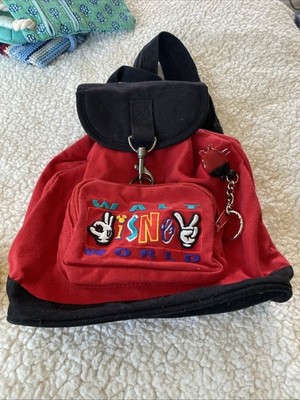 (T) The Walt Disney Company Mickey Mouse embroidered Drawstring Backpack & Keych