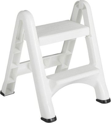 (1)-Rubbermaid Lightweight White Folding 2-Step Step Stool 420903-WHT