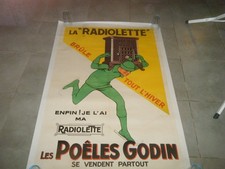 AFFICHE POELE GODIN  RADIOLETTE SIGNEE AUZOLLE  ANNEE 1935 AFFICHE ENTOILEE