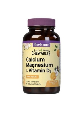 Bluebonnet Earthsweet 90 Chewables Calcium Magnesium &Vitamin D Bone Health 6/27