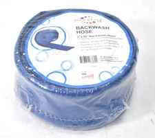 Poolstyle Backwash Hose 2" x 50' Blue UVResistant w Hose Clamp PSL-40-2109