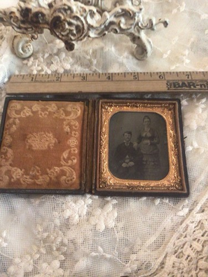 #ad Daguerreotype Ambro Union Case Expecting Couple Unusual Expression 1800’s $95.00