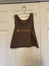 Pure Barre cropped brown tank lift tone burn medium