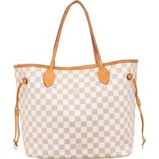 Louis Vuitton Monogram Damier Azur  Neverfull MM Shoulder Bag Tasche