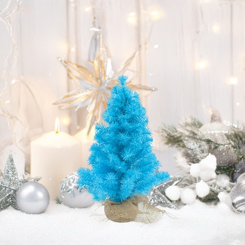Northlight 17.5" Cerulean Blue Pine Tree Natural Jute Base Christmas Decoration - Picture 3 of 3