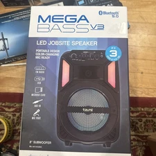 Tzumi Mega Bass Music MEGA BASS  V3 LED Display Jobsite Speaker Black Bluetooth