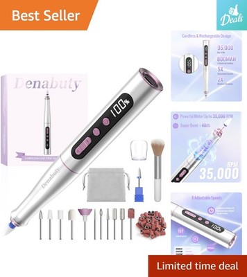 Portable Electric Nail Drill Kit - 13 Tools, Low Vibration & Long Battery Life