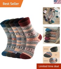 Cozy 5-Pack Wool Socks with Argyle Pattern - Perfect for Winter Gifting