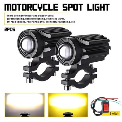 60W LED Motorcycle Headlight Yellow White Hi/Low Spot Driving Fog Light Lamp ATV
