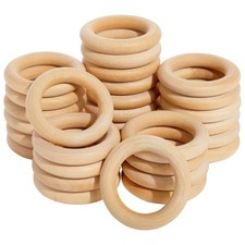 Wooden Rings for Crafts, Macrame, 30-Pack, 3 Inches Diameter, Natural Brown