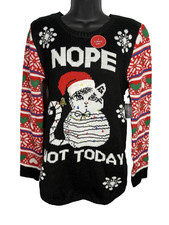 Cat Light Up Ugly Christmas Sweater Womens Medium Holiday Party Nope Not Today