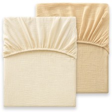 Heavyweight Muslin Baby Crib Sheets - 2PCS 52"x28" Neutral Fitted Crib Sheets...