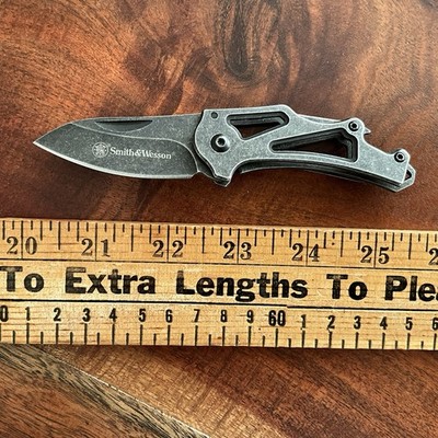 Smith & Wesson S&W Keychain Framelock Folding Pocket Knife Black Stonewash