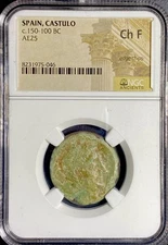 Celtic Walking Sphinx NGC Graded Celt Iberian Coin Castulo 150BC-100BC Rare