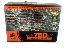 Corsair Enthusiast Series TX750 -750 Watt Gold Power Supply 80 Plus open box new