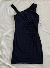 NINE WEST Indigo Blue Sheath Velvet Velour Sleeveless Dress Women's Size 12 NWT