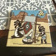 Earthtones Kokopelli Hand Glazed Decorative Wall Ceramic Art Tile Southwest New
