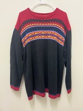 Vintage Liz Claiborne Liz  Co Geometric Patterned Knit Sweater Crewneck