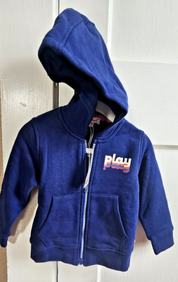 NWT catimini 18 months /86cm cotton blend navy blue jacket with hood full zip