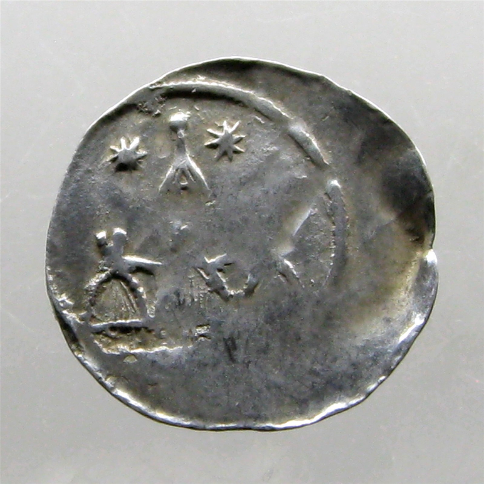 ALSACE-STRASBOURG SILVER DENIER____Medieval German States____ABBEY / BELL TOWER