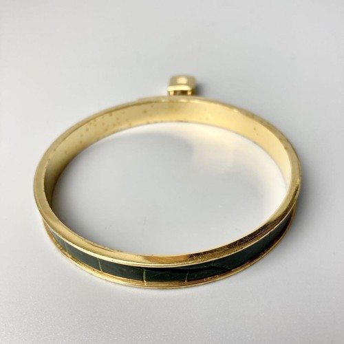 HERMES Kelly grüner Leder Armreif Armband mit Vorhängeschloss Hardware - Bild 5 von 10