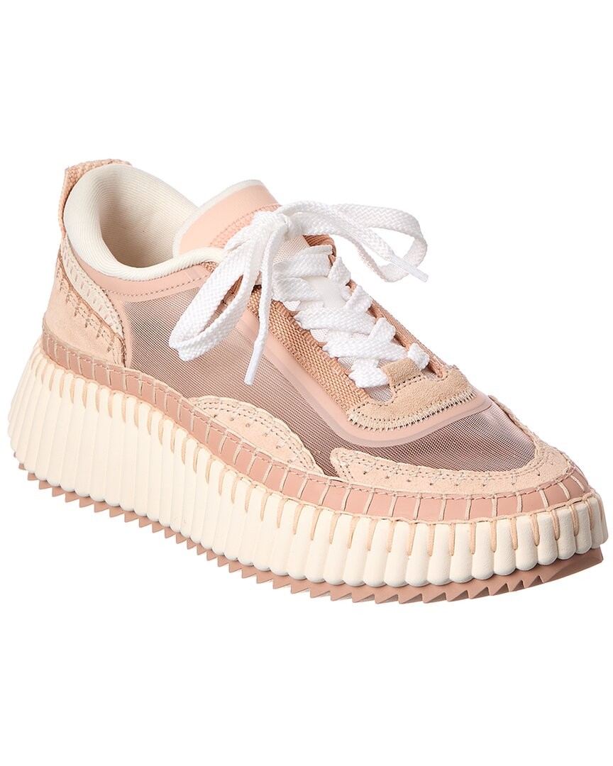 Chlo Nama Nylon - Suede Platform Sneaker Womens Pink 38 99690₽