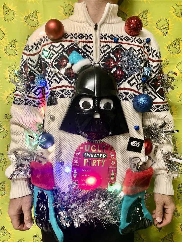 Suéter Feo Navidad Guerra de las Galaxias CONCURSO GANAR Luces Decoradas XL HORRIBLE Foto 4 de 4