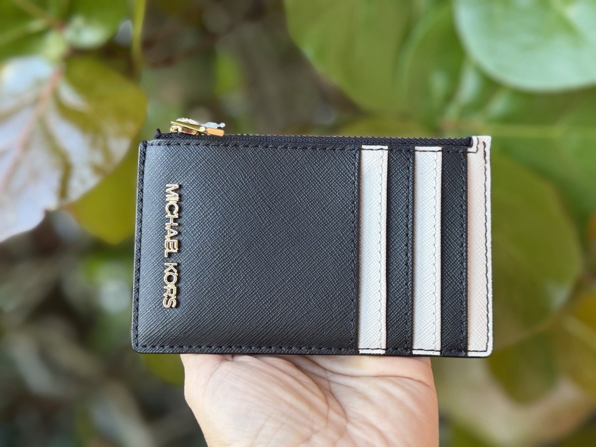 その他 michael kors card wallet Michael Kors Jet Set Travel Top Zip Card Case Wallet Black Multi