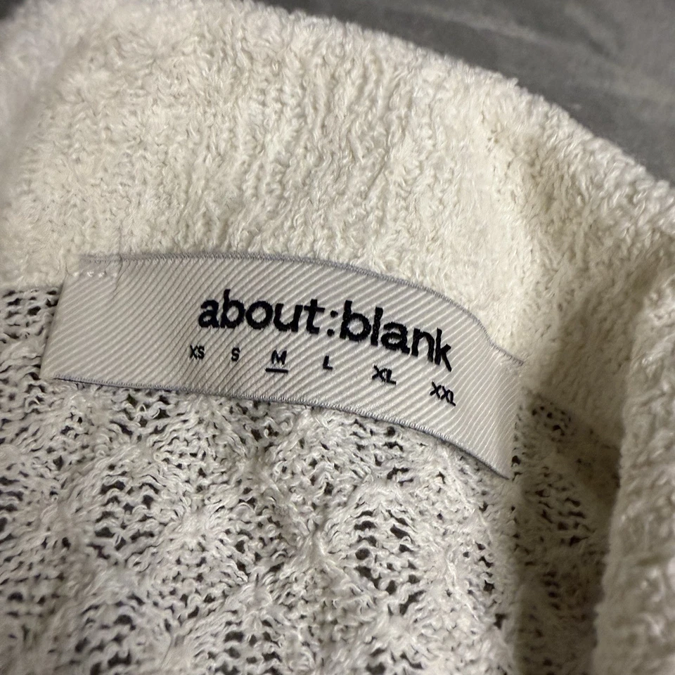 NWT About Blank Shirt Men Medium White Knit Crochet Long Sleeve Button Up Preppy - Image 3 of 4