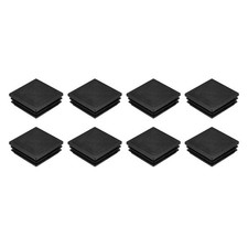 8Pcs Square Plastic Plugs, 50 x 50mm PE Pipe Tubing End Caps for Tube, Black