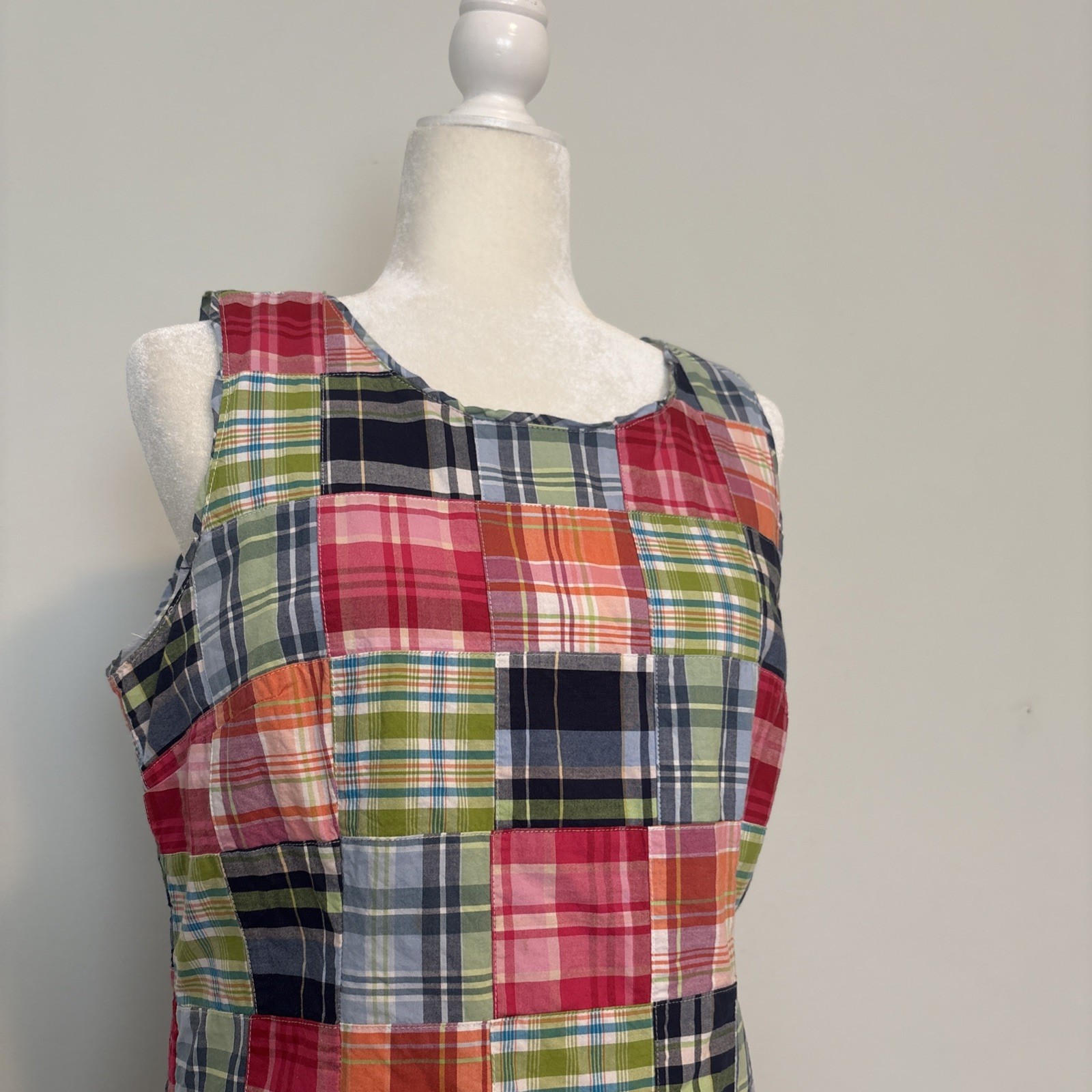 LL Bean Patchwork Cotton Madras Plaid Sleeveless … - image 2