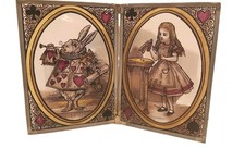 Rare Vintage ALICE IN WONDERLAND "DRINK ME" And White Rabbit Stained GLASS