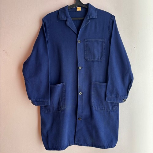 Rare Vintage 1950s 1960s Sanforized HBT French Blue Atelier Shop Coat Jacket