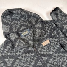 Pendleton Full Zip Sharpa Fleece Hoodie Men M Gray Aztec Southwest Jacket