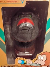 Vtg King Kong Gorilla Vinyl Head Electric Pencil Sharpener Eyes Light Up - NOS!!