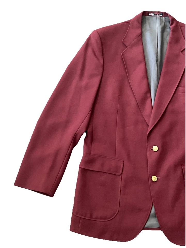Blazer Stafford Vintage Para Hombres 42L Púrpura Mezcla Lana Botones Cresta Dorada Hecho en EE. UU. Foto 3 de 4
