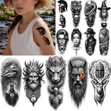12pcs Temporary Tattoo Realistic Temporary Tattoos Female Portrait With Snakes