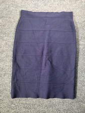BCBG MAX AZRIA Women's Short Skirt Blue Sz Medium Size Zip Closure Bandage Style