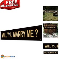 Charming 6ft Black Polyester 'Will You Marry Me' Banner - Perfect for Proposals