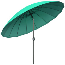 Outsunny 2.5m Round Curved Adjustable Parasol Sun Umbrella Metal Pole Green