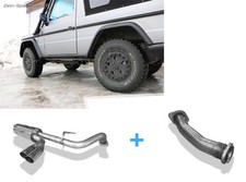 Fox Edelstahl Racing-Anlage Mercedes G-Klasse Cabrio W463 ohne Trittbrett 2x80mm