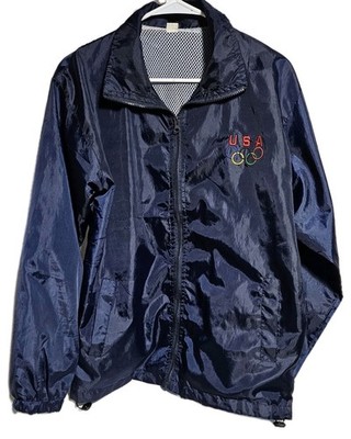 Vintage Team USA Olympic Logo Lined Full Zip Jacket, Windbreaker 40'' C X 26''L 