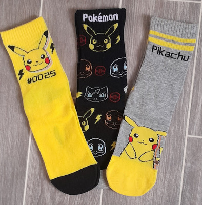 New Nintendo Pokemon Pikachu Jungen Kinder 3er Pack Baumwollsocken - versch. Größen