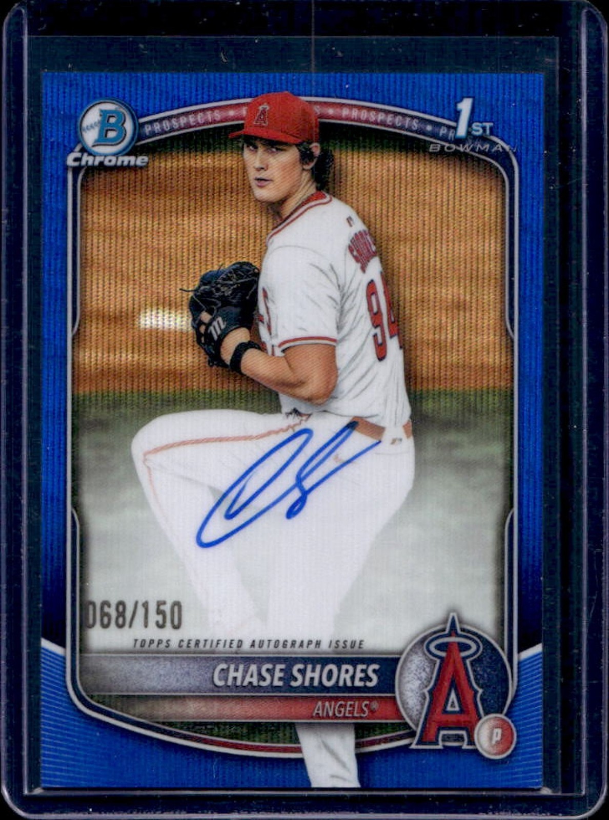 2025 Bowman Draft Chase Shores Chrome Auto Blue Wave Refractor 1st #/150 Angels