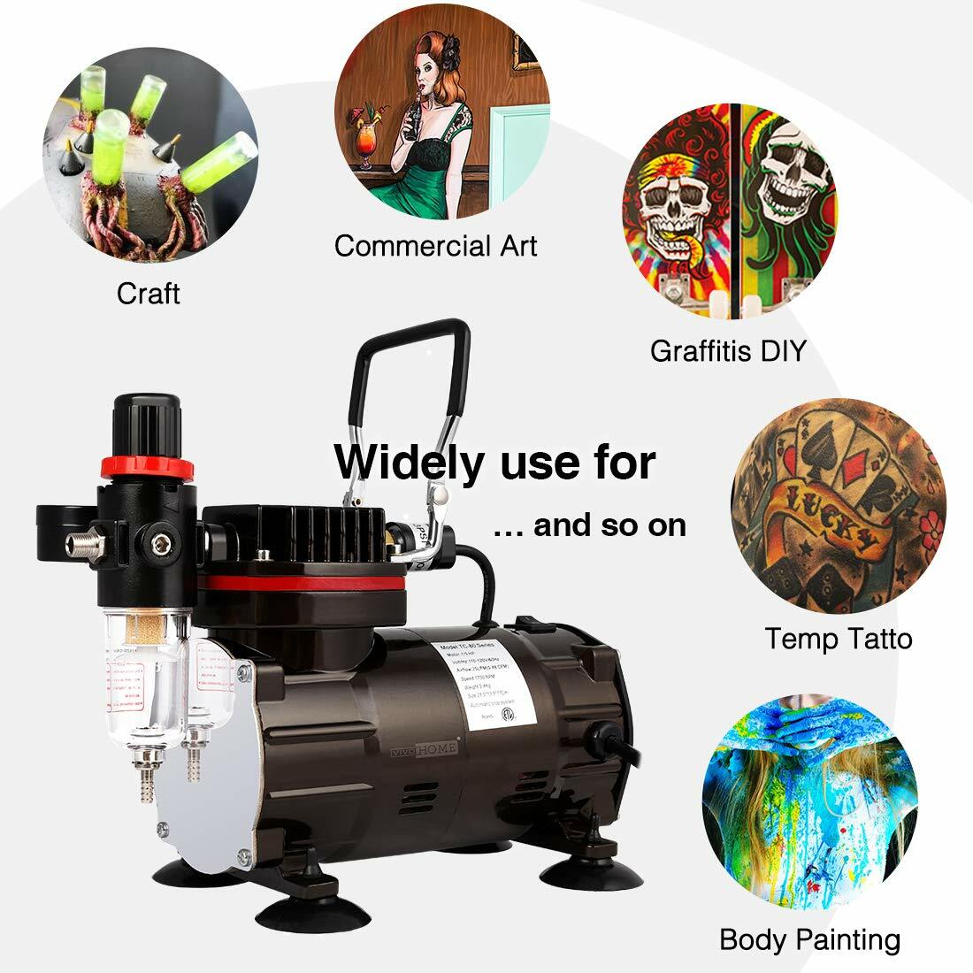 Professional Airbrushing Paint System w/ 1/5 HP Air Compressor & 3