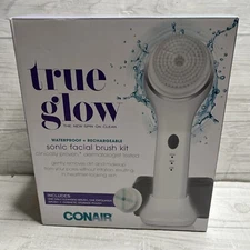 Conair True Glow Sonic Facial Brush Kit Waterproof Rechargeable 3 Speeds